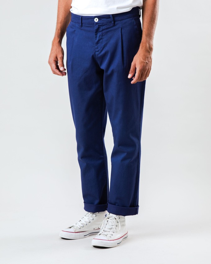 Pleated Chino Navy from Brava Fabrics