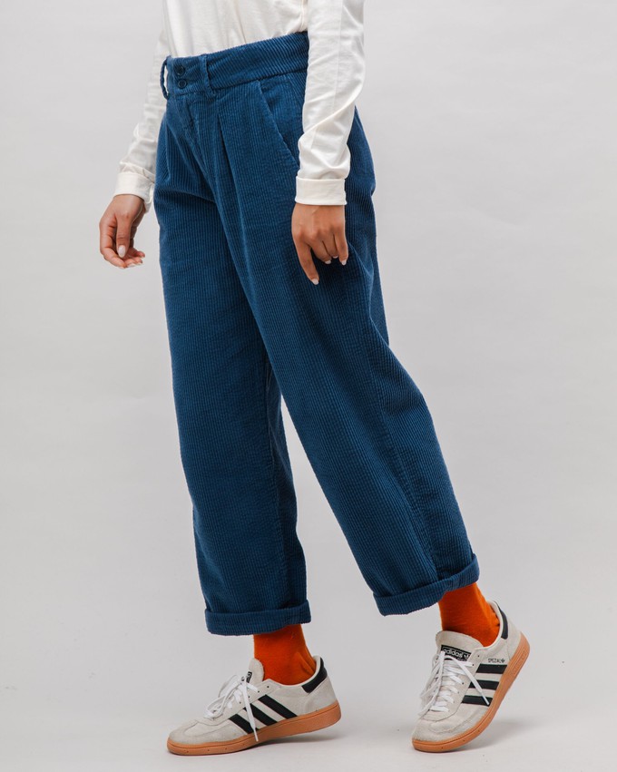 Corduroy Pleated Pants Indigo from Brava Fabrics