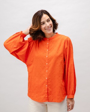 Polka Dot Romantic Cotton Blouse Orange from Brava Fabrics