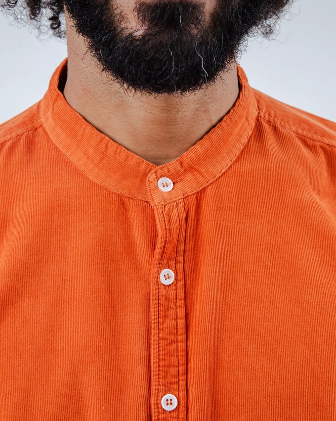 Babycord Japanese Mao Cotton Shirt Burnt Orange from Brava Fabrics