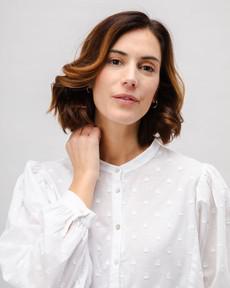 Polka Dot Romantic Cotton Blouse White via Brava Fabrics