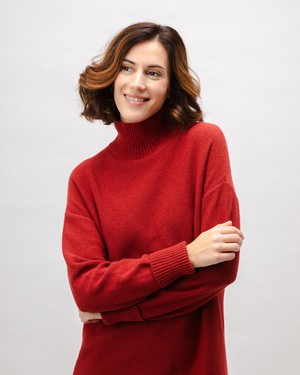 Long Knitted Wool Cashmere Dress Red Clay from Brava Fabrics