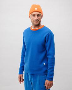 Bicolor Neck Cotton Sweater Blue via Brava Fabrics