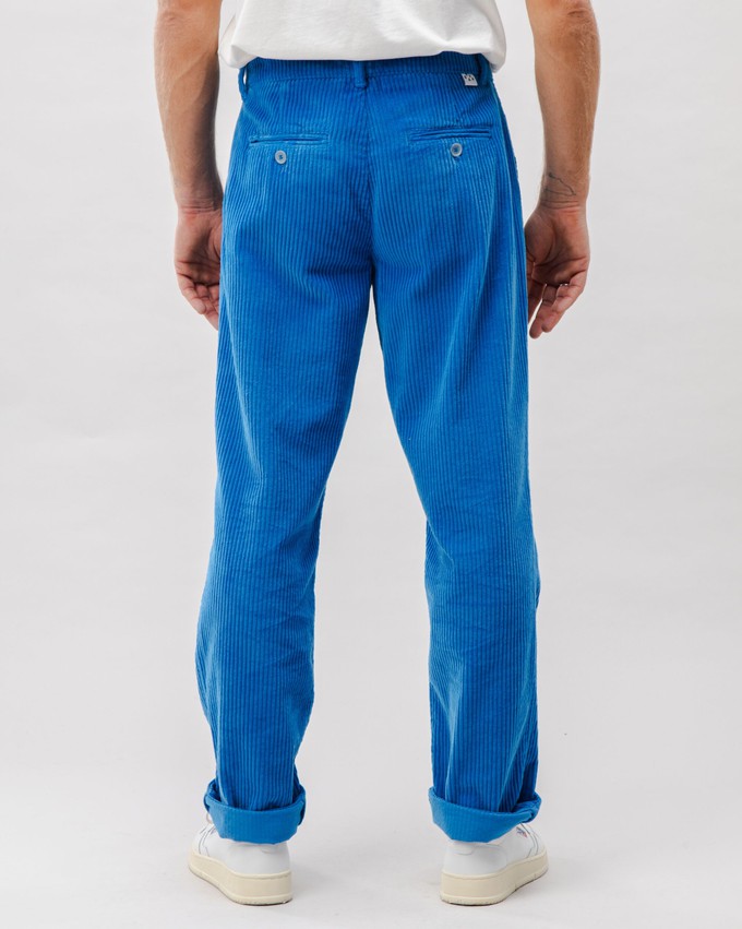 Corduroy Pleated Chino Pants Blue from Brava Fabrics