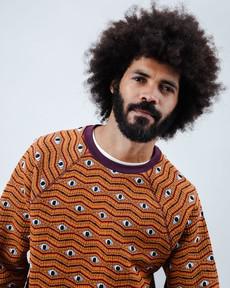 Eyes Jacquard Sweatshirt Orange via Brava Fabrics