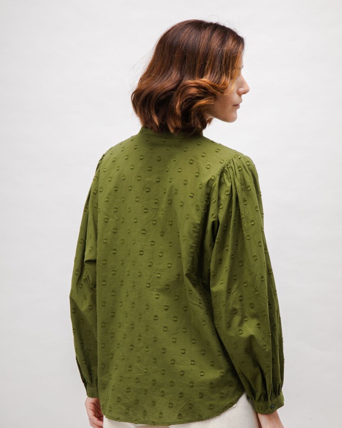 Polka Dot Romantic Cotton Blouse Green from Brava Fabrics