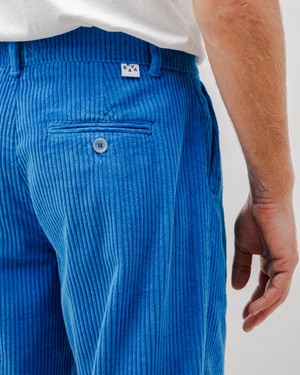 Corduroy Pleated Chino Pants Blue from Brava Fabrics