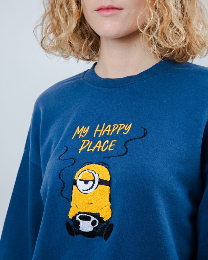 Minions My Happy Place Rounded Sweatshirt Blue from Brava Fabrics