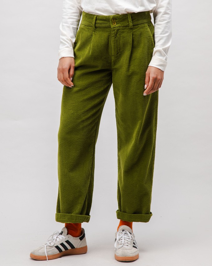 Corduroy Pleated Pants Green from Brava Fabrics