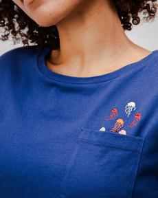 Jellyfish Scoop Cotton Tee Navy via Brava Fabrics