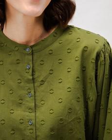 Polka Dot Romantic Cotton Blouse Green via Brava Fabrics