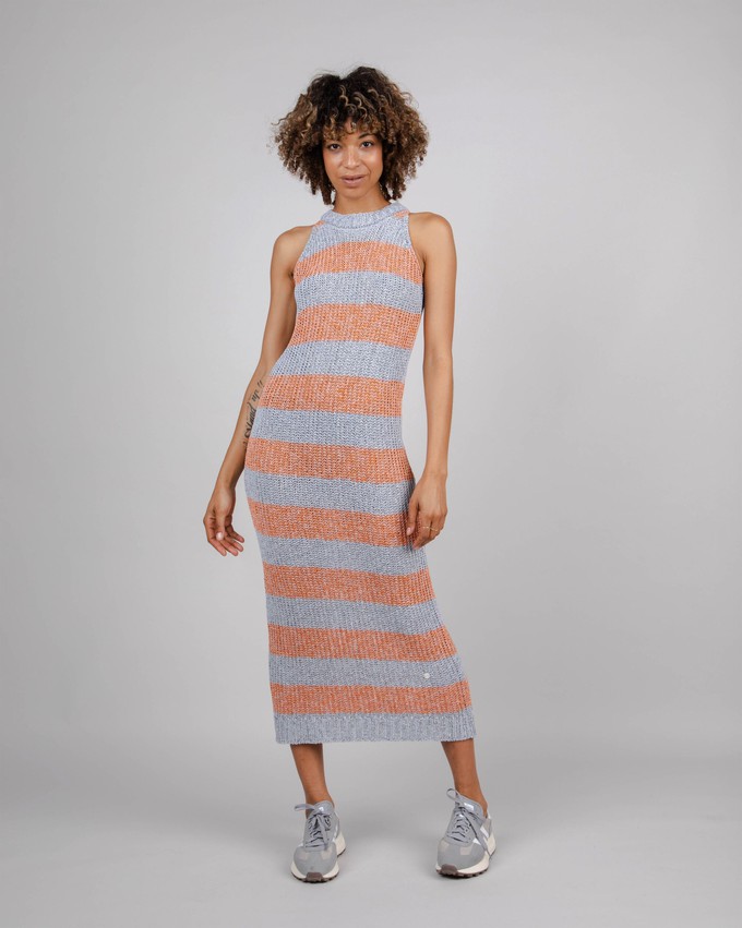 Stripes Knitted Long Dress Orangine from Brava Fabrics