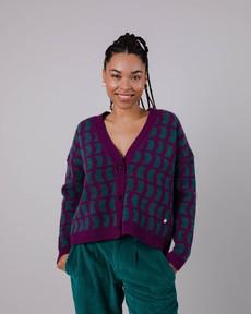 Geo Wool Cardigan Mulberry via Brava Fabrics