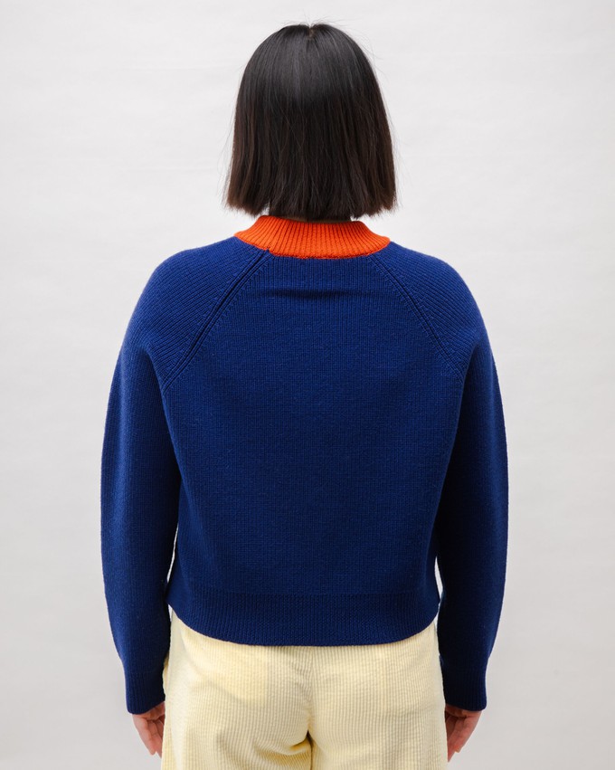 Waterfront Cropped Wool Sweater Navy from Brava Fabrics