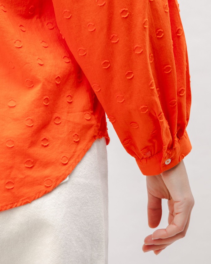 Polka Dot Romantic Cotton Blouse Orange from Brava Fabrics