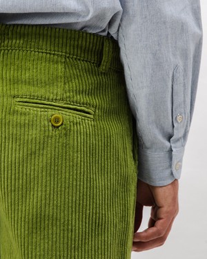 Corduroy Pleated Chino Pants Green from Brava Fabrics