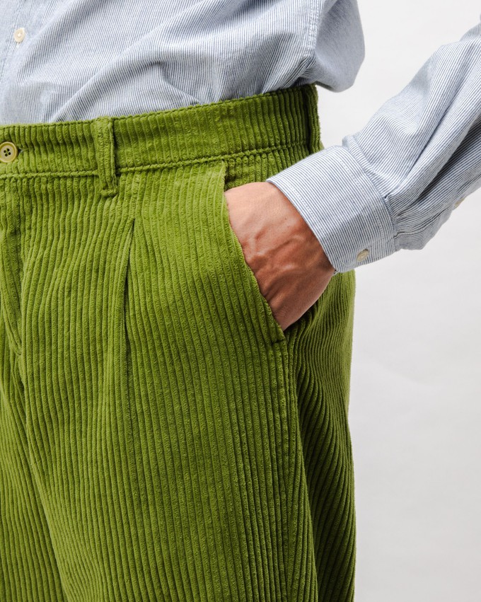 Corduroy Pleated Chino Pants Green from Brava Fabrics