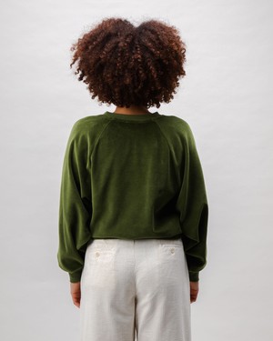 Velvet Raglan Cotton Sweatshirt Green from Brava Fabrics