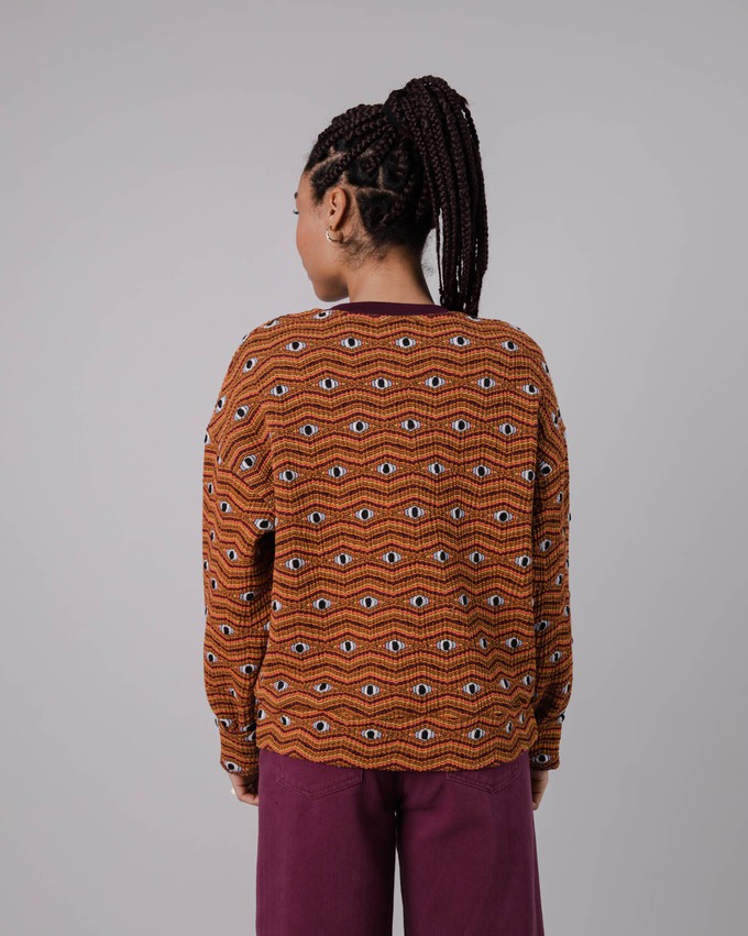 Eyes Jacquard Rounded Sweatshirt Orange from Brava Fabrics