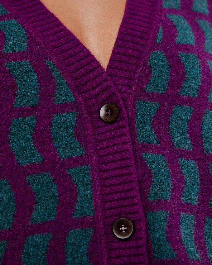 Geo Wool Cardigan Mulberry from Brava Fabrics