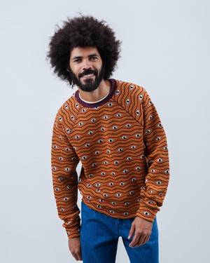 Eyes Jacquard Sweatshirt Orange from Brava Fabrics