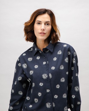 Urchin Boxy Flannel Blouse Navy from Brava Fabrics