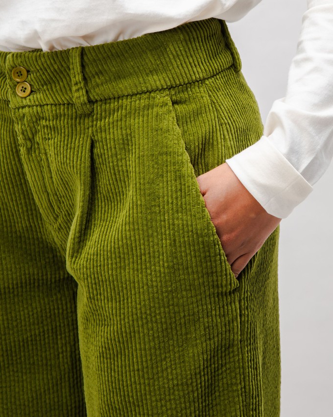 Corduroy Pleated Pants Green from Brava Fabrics