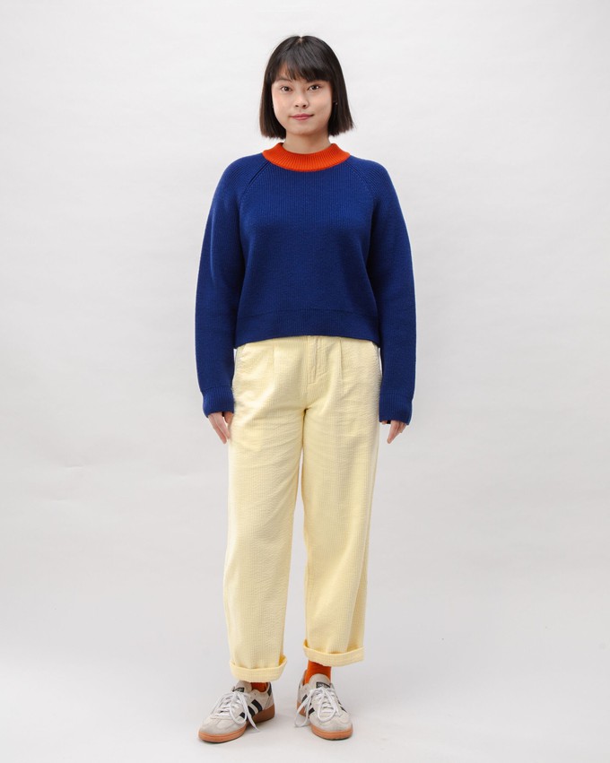 Waterfront Cropped Wool Sweater Navy from Brava Fabrics