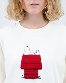 Peanuts Snoopy Rounded Cotton Sweatshirt Ecru via Brava Fabrics