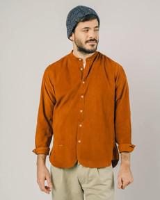 Babycord Japanese Mao Cotton Shirt Burnt Orange via Brava Fabrics