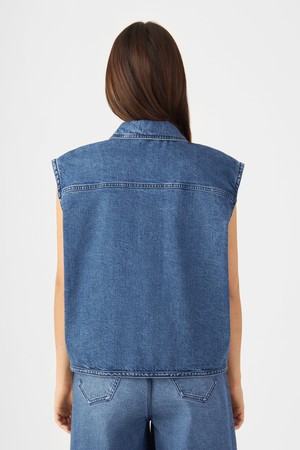 LUNAR Minimal Stretch - Biker Vest - Medium Blue from DAWN Denim