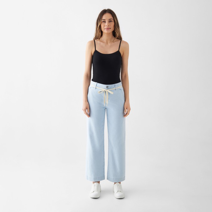 DEW Flared Cropped Soft Denim - French Pocket - Bright Blue from DAWN Denim