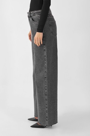 SUNNY Wide Leg Minimal Stretch - Open Hem - Light Grey from DAWN Denim