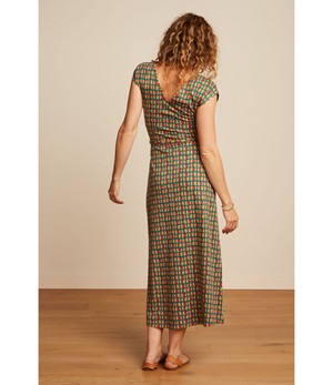 KING LOUIE •• Mira Maxi Dress Rondine | Ponderosa Green from De Groene Knoop