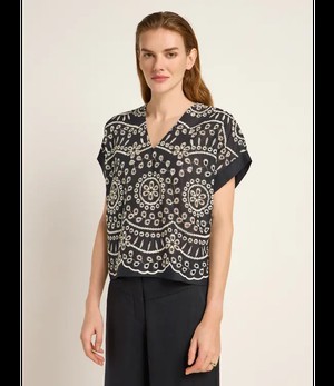 LANIUS •• Geborduurde Blouse Shirt | Black Anglaise from De Groene Knoop