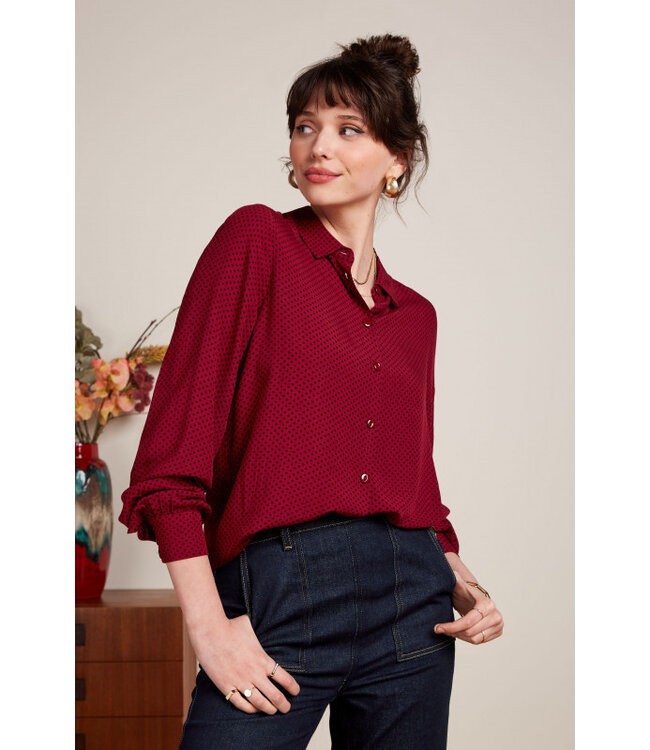 KING LOUIE •• Maisie Blouse Piper | Cabernet Red from De Groene Knoop