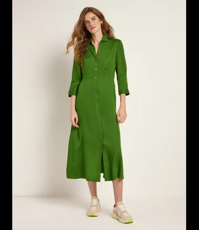 LANIUS •• Midi Jurk van Tencel | Green | Midikleid from De Groene Knoop