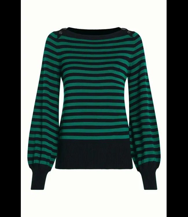 KING LOUIE •• Marie Bell Top Loop Stripe | Peacock Green from De Groene Knoop