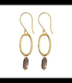 A BEAUTIFUL STORY •• Graceful Smokey Quartz goud Oorbellen via De Groene Knoop