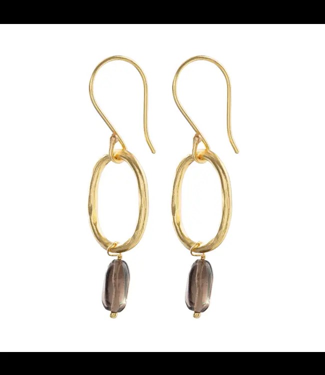 A BEAUTIFUL STORY •• Graceful Smokey Quartz goud Oorbellen from De Groene Knoop