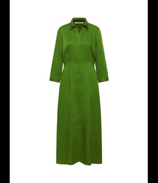 LANIUS •• Midi Jurk van Tencel | Green | Midikleid from De Groene Knoop