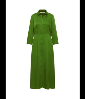 LANIUS •• Midi Jurk van Tencel | Green | Midikleid from De Groene Knoop