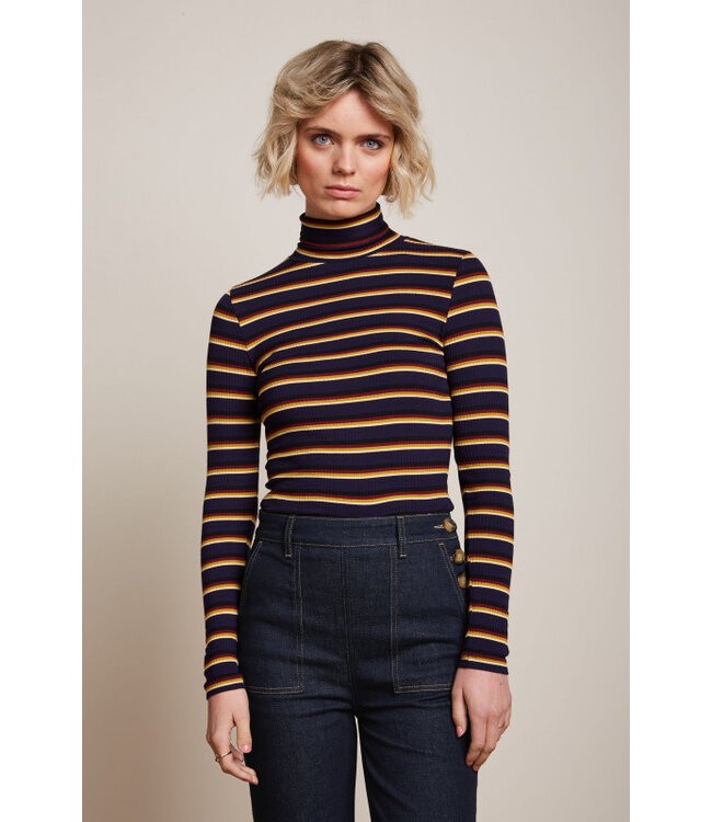 KING LOUIE •• Rollneck Top Century Stripe | Evening Blue from De Groene Knoop