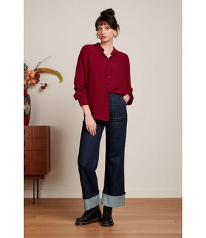 KING LOUIE •• Maisie Blouse Piper | Cabernet Red from De Groene Knoop