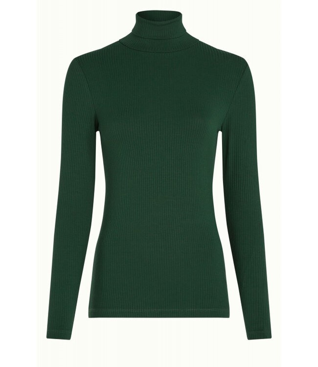 KING LOUIE •• Rollneck Top Uni Rib | Forest Green from De Groene Knoop