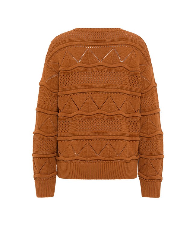 Tranquillo •• Patterned knitted jumper| Caramel from De Groene Knoop