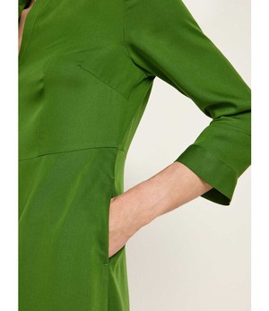 LANIUS •• Midi Jurk van Tencel | Green | Midikleid from De Groene Knoop