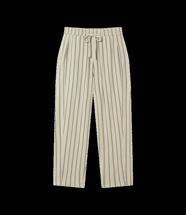 THINKING MU •• Grey striped Esther pants from De Groene Knoop