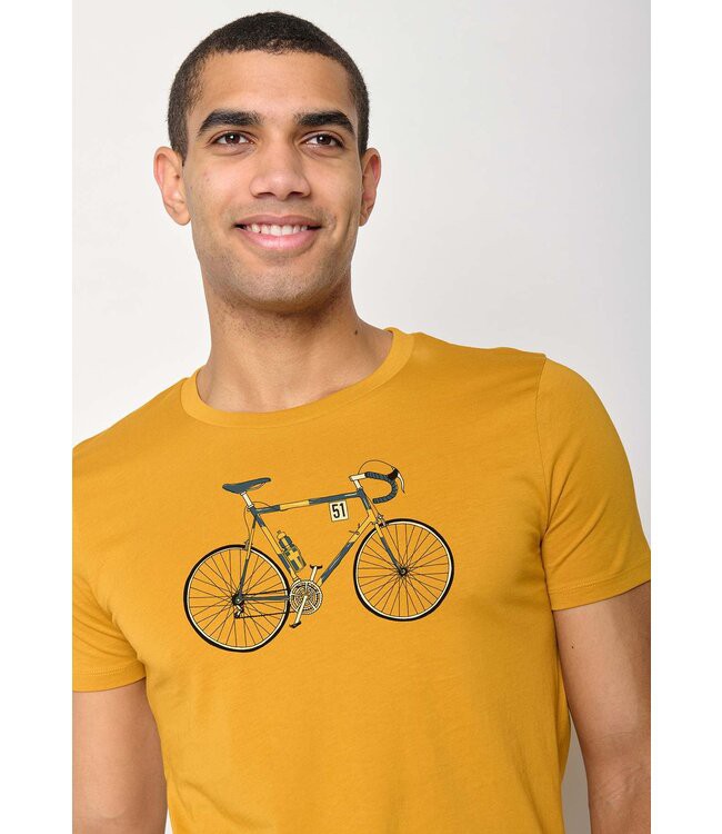 GREENBOMB •• T-shirt Bike Knut Guide | Ochre from De Groene Knoop