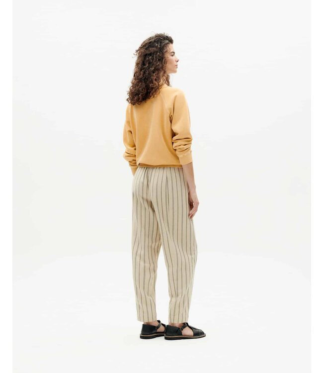 THINKING MU •• Grey striped Esther pants from De Groene Knoop